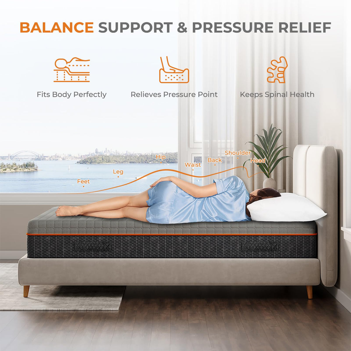 Uliyati Double Mattresses Gel Memory Foam Mattress, Medium, 135x190x20CM - image 3