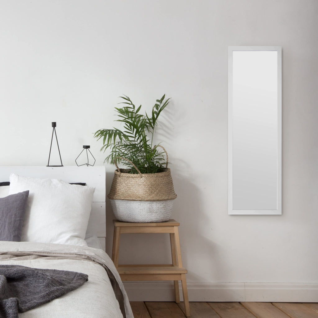 Jolof Store Full Length White Wooden Wall Mirror - 35x110cm