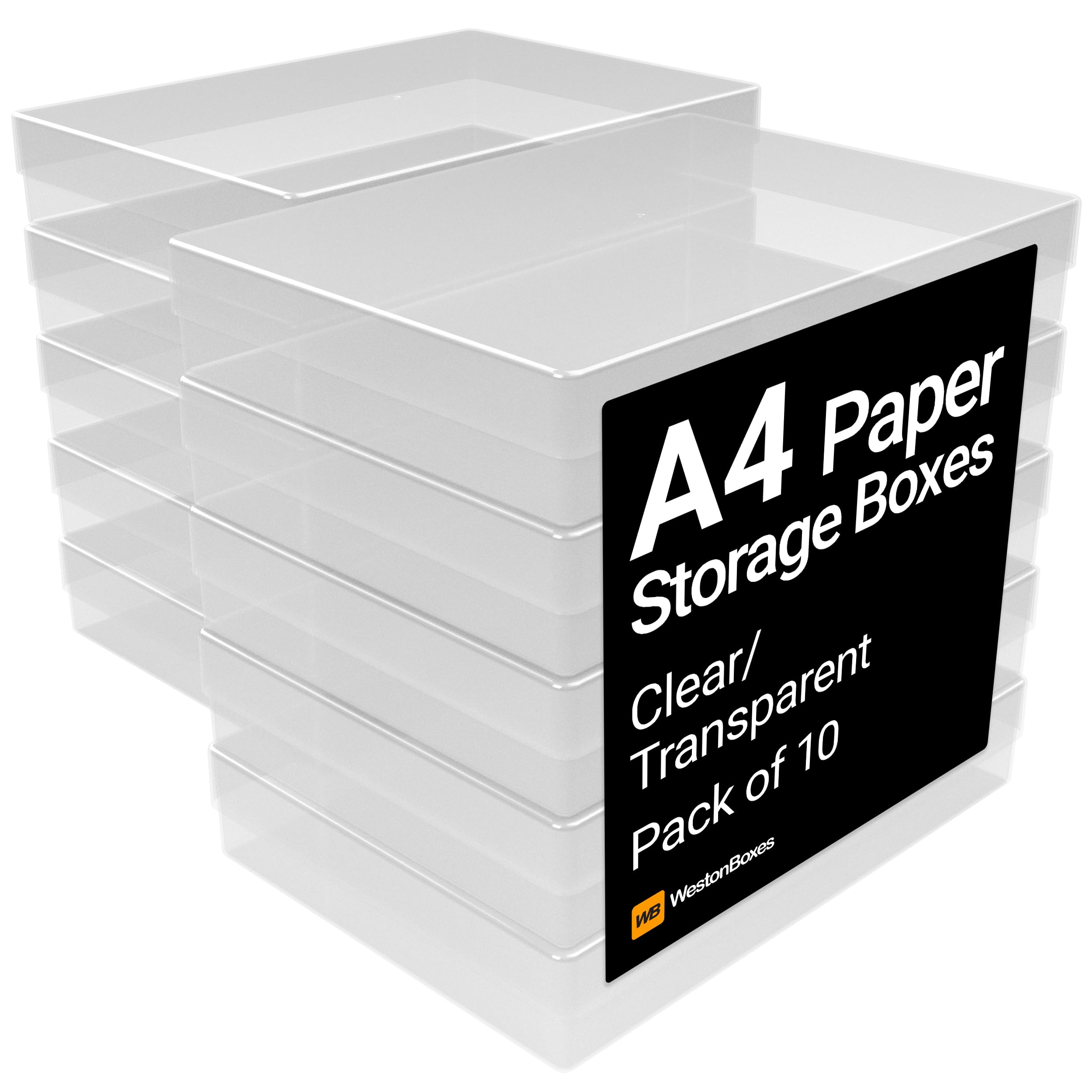WestonBoxes A4 Transparent Plastic Craft Storage Boxes - 10 Pack