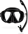 Cressi Ranger & Dry Snorkel Set - Adult Mask with Tempered Glass, Black