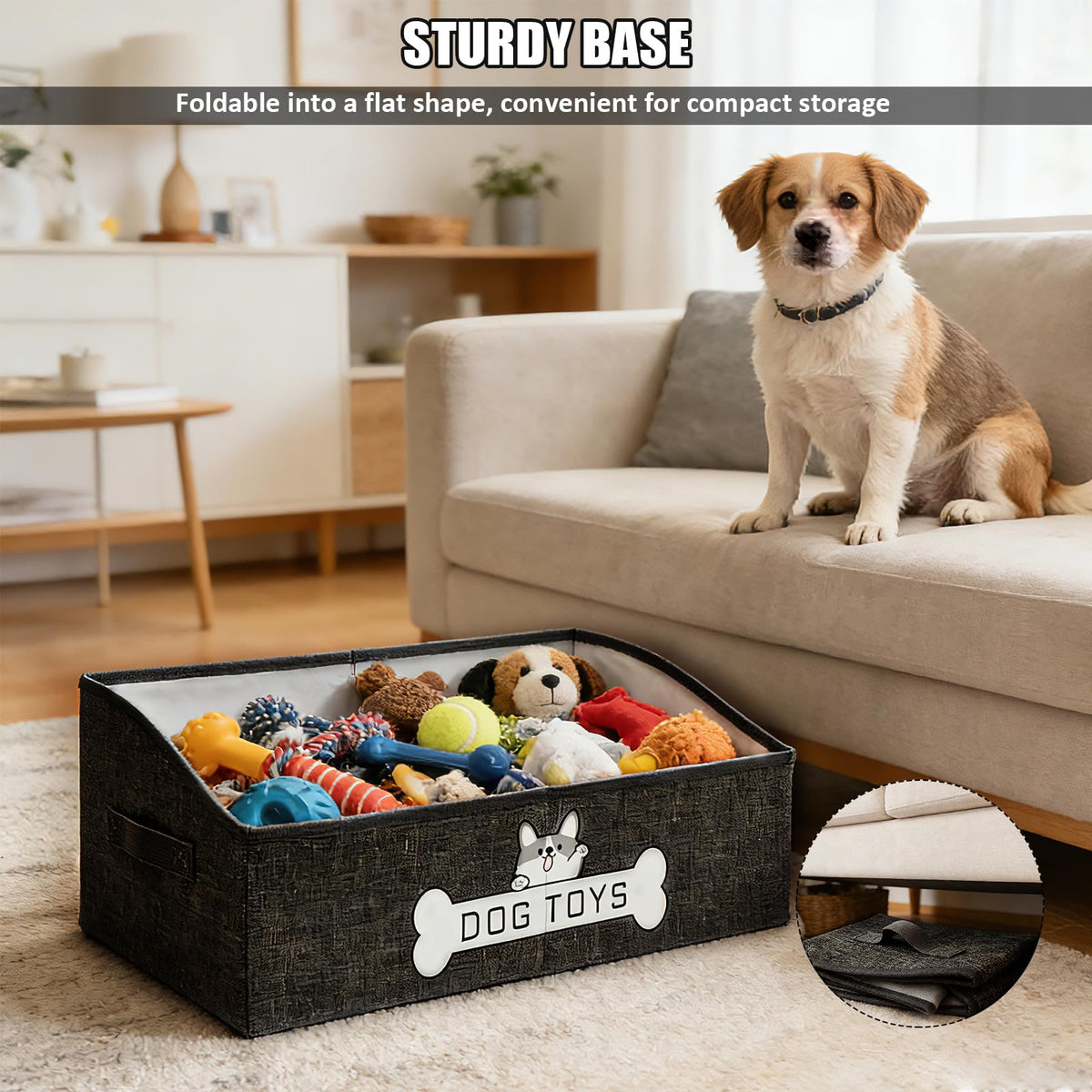 Rzspher Dog Toy Box, 50x29x22 cm Foldable Fabric Trapezoid Organizer Boxes