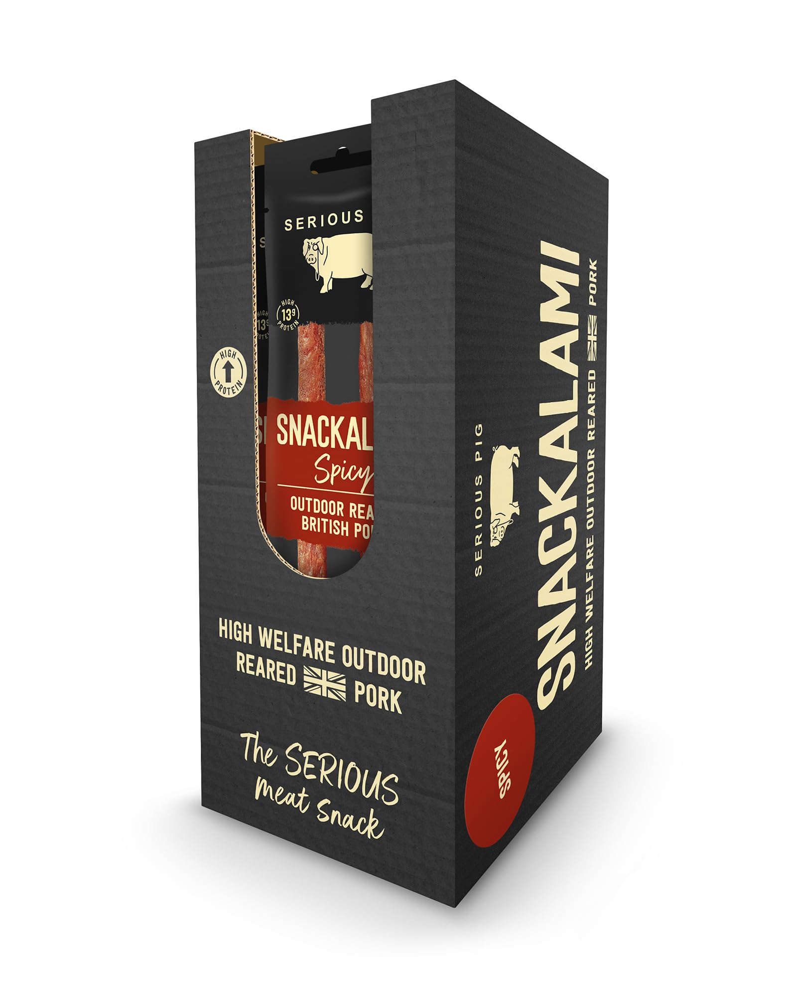 Serious Pig Snackalami Spicy Salami Meat Snacks - 12 x 30g Multipack