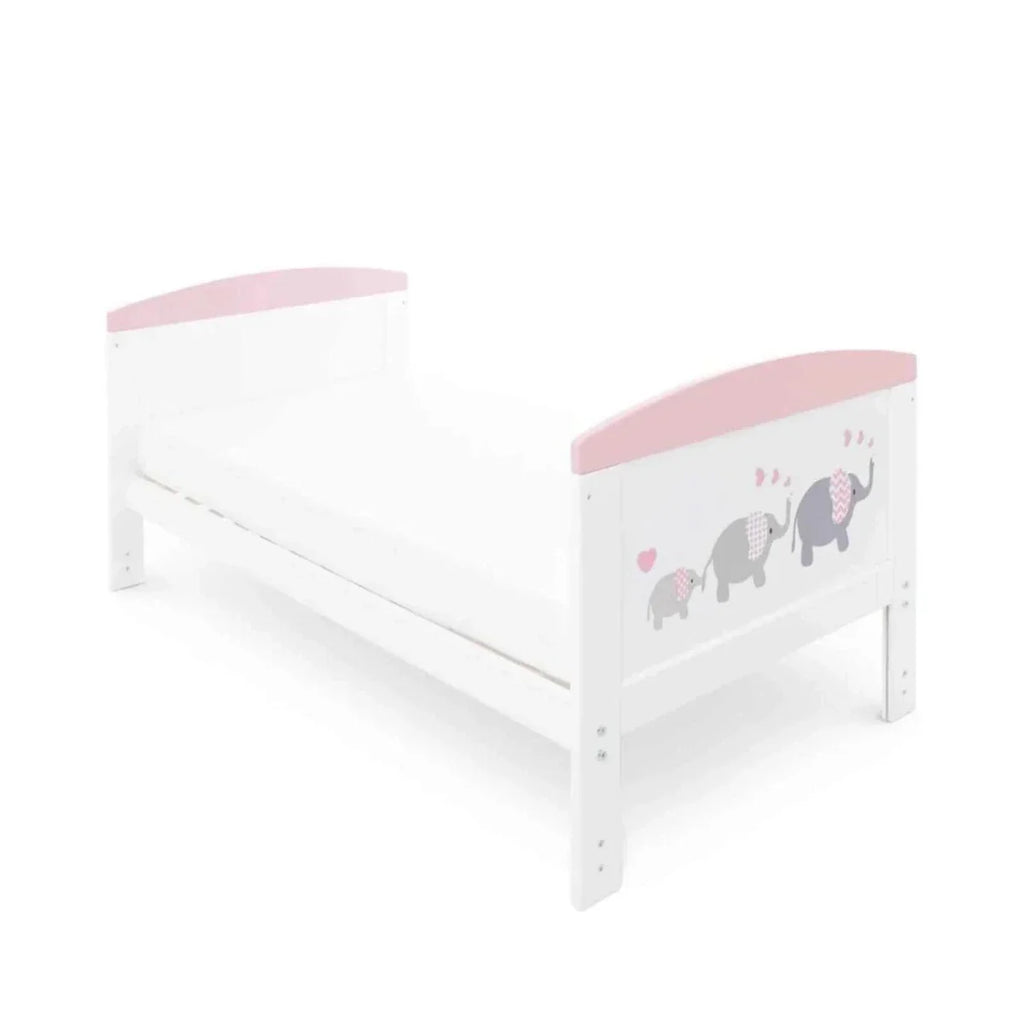 Ickle Bubba Coleby Style Cot Bed Elephant Love Pink - Fibre Mattress
