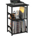LOAKEKEL Record Player Stand, Vinyl Record Storage with Extra-Large Desktop