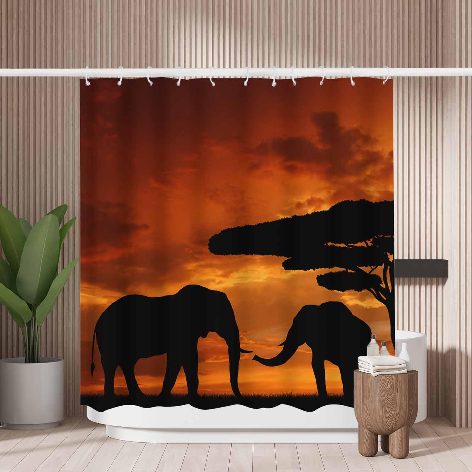 Jolof Store African Elephant Shower Curtain – Mold Resistant Polyester
