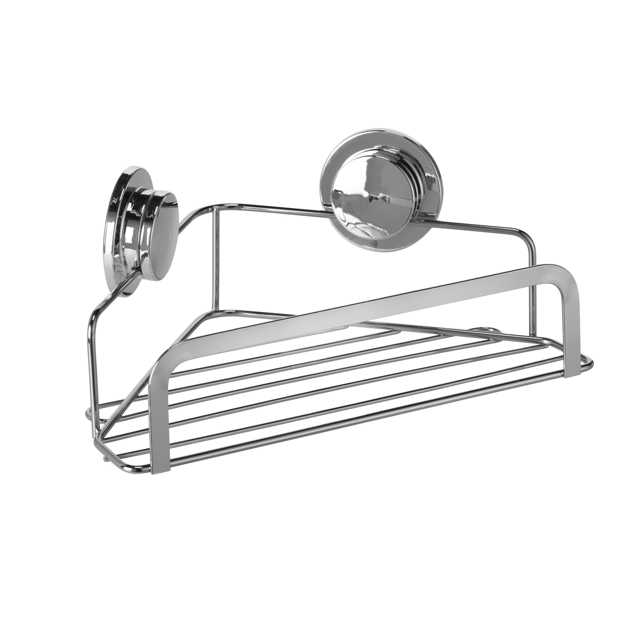 Croydex Stick 'N' Lock Corner Shower Caddy – Rust Free Chrome Shelf