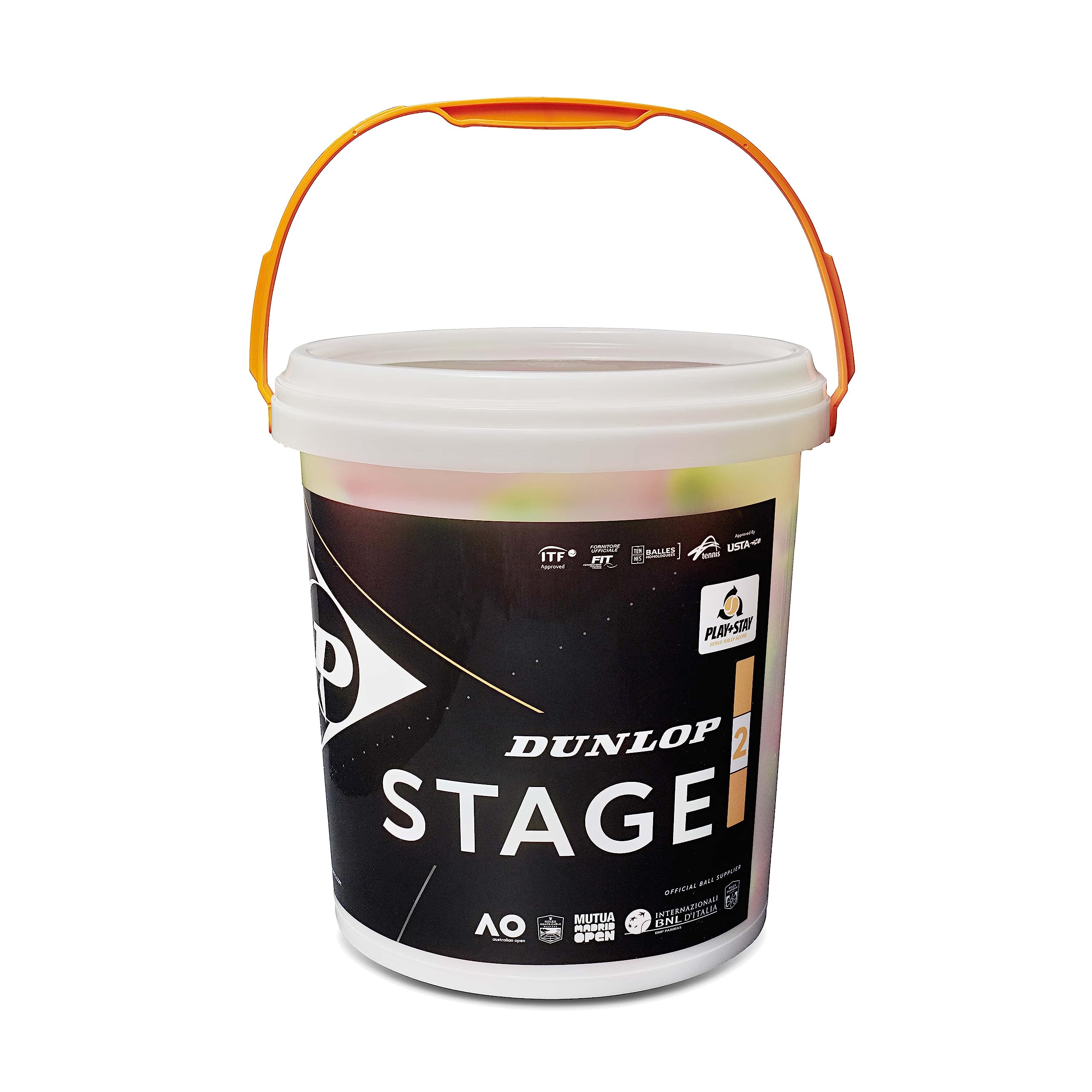 Dunlop Stage 2 Orange Tennis Balls – 60 Ball Bucket for Kids & Beginners