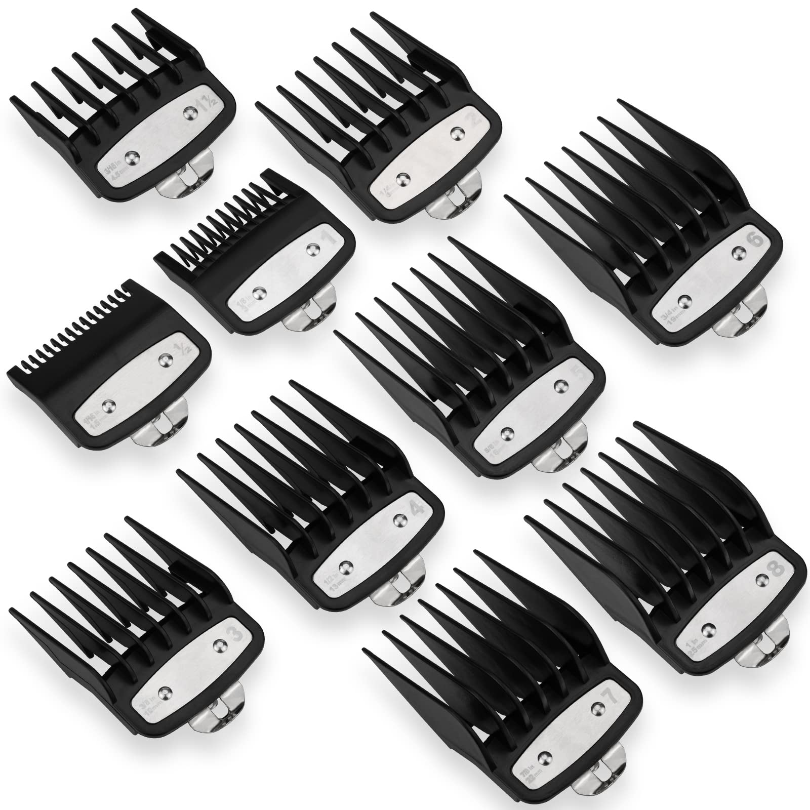 Ancable Clipper Guards for Wahl - 10 Pcs Cutting Guides with Metal Clips