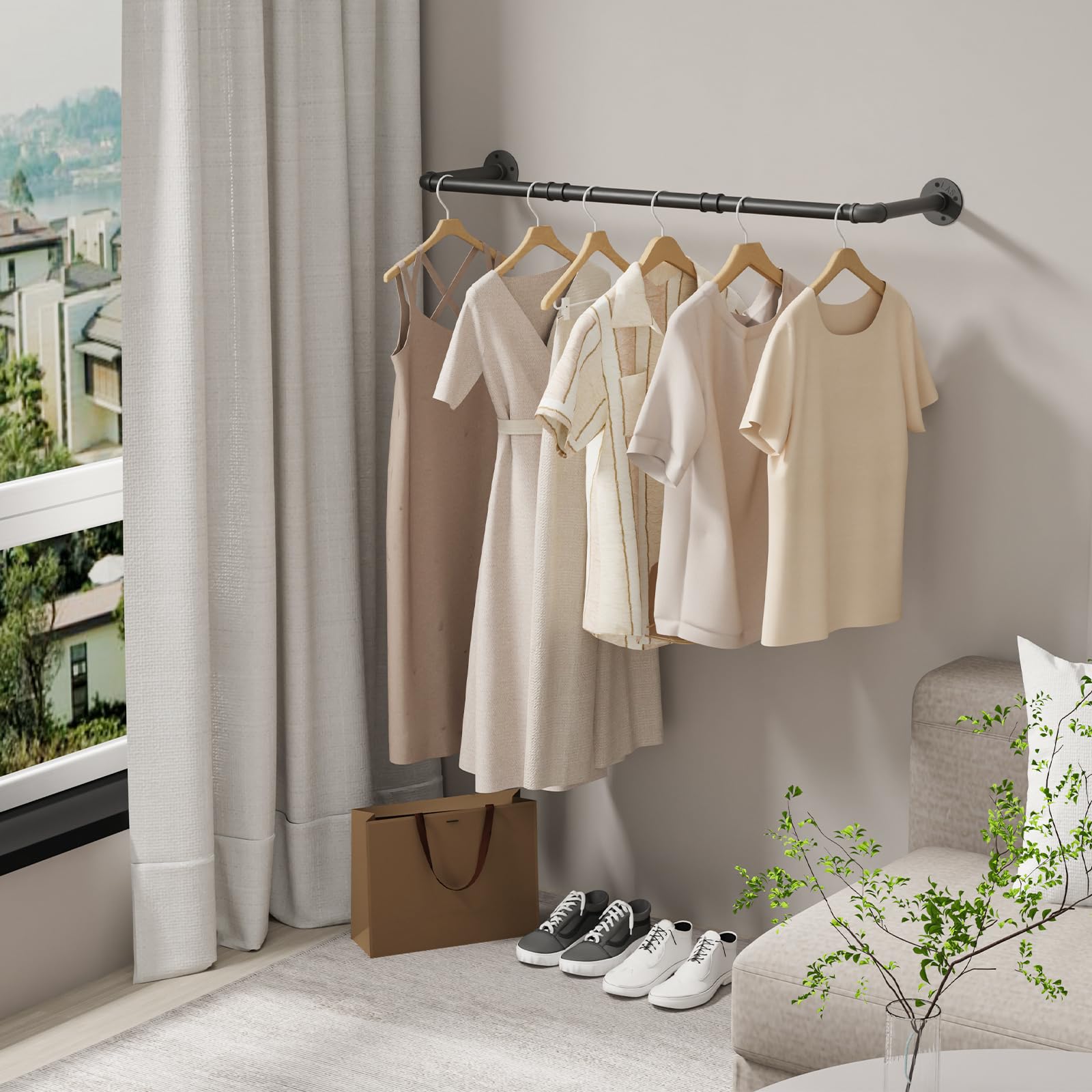 YheenLf 2-Pack Wall Mounted Clothes Rail – 100cm Industrial Garment Rack