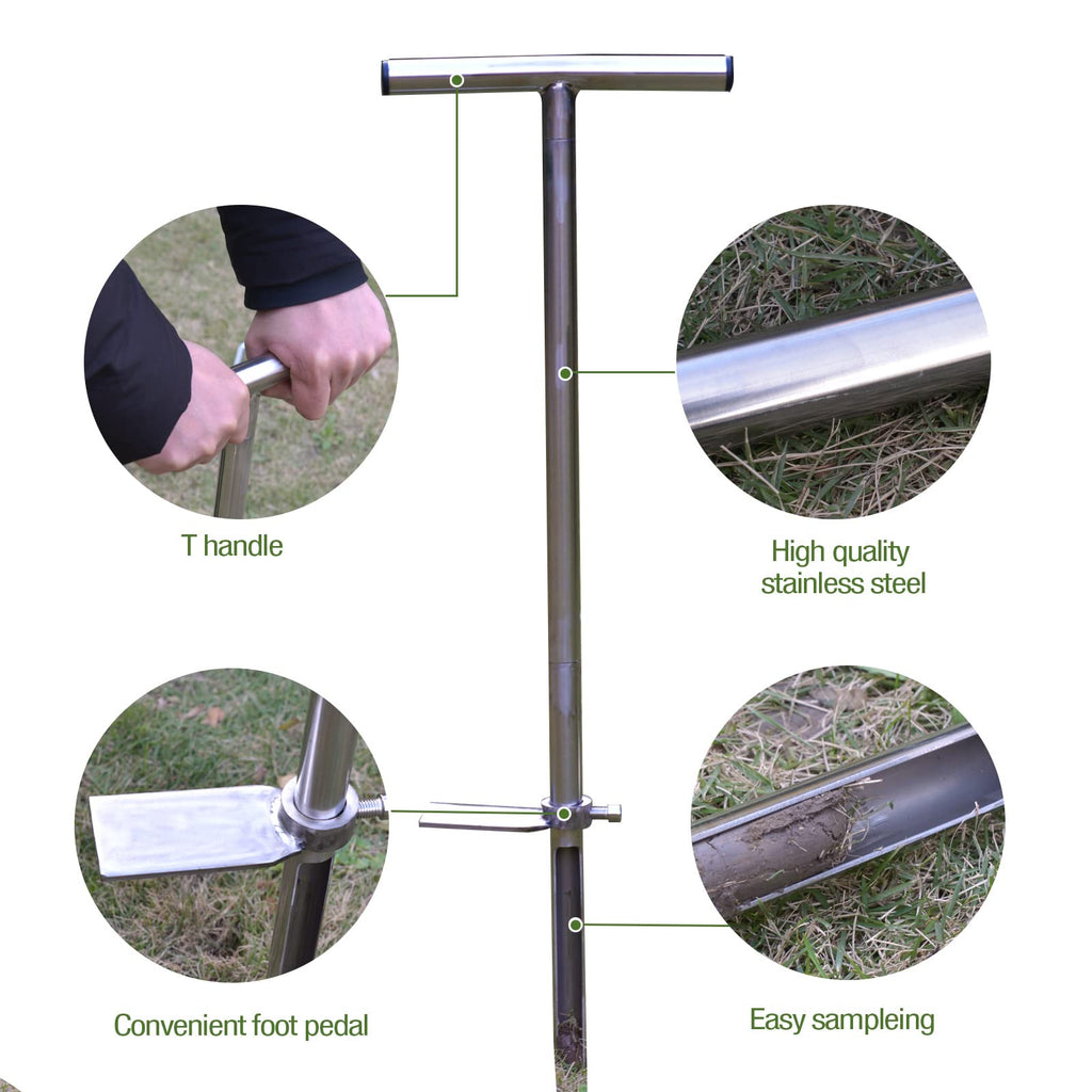 SurmountWay 34" Stainless Steel Soil Sampler Probe with Foot Pedal
