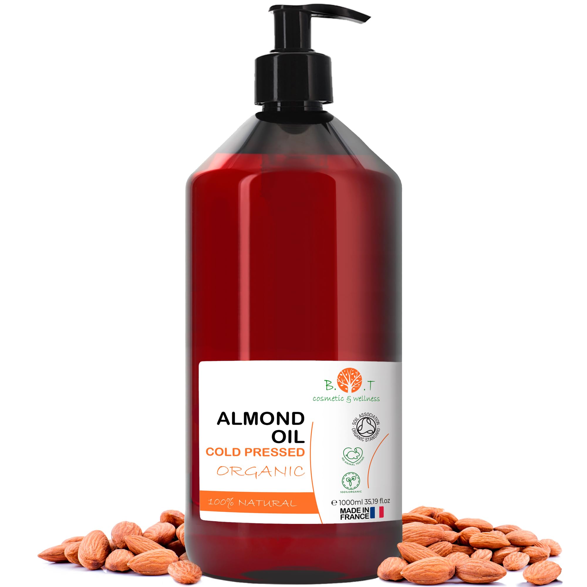 Organic Sweet Almond Oil – Cold Pressed & Pure – 1000ml