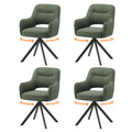 COLAMY 360°Swivel Dining Chairs Set of 4, Fabric Chairs for Dining Room with Armrests, Hollow Backrest and Thick Seat Cushion