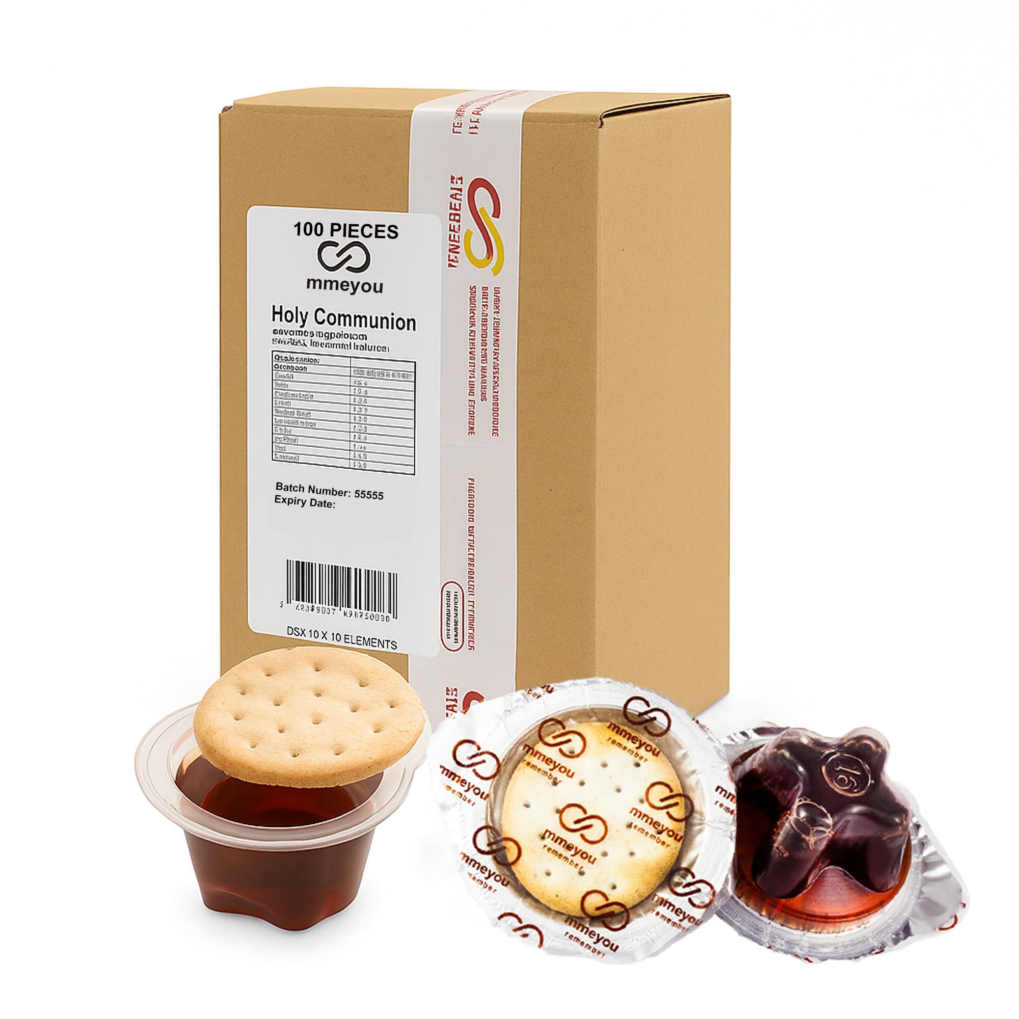 Mmeyou Prefilled Communion Cups with Matzo Crackers and Juice - 100 Pack