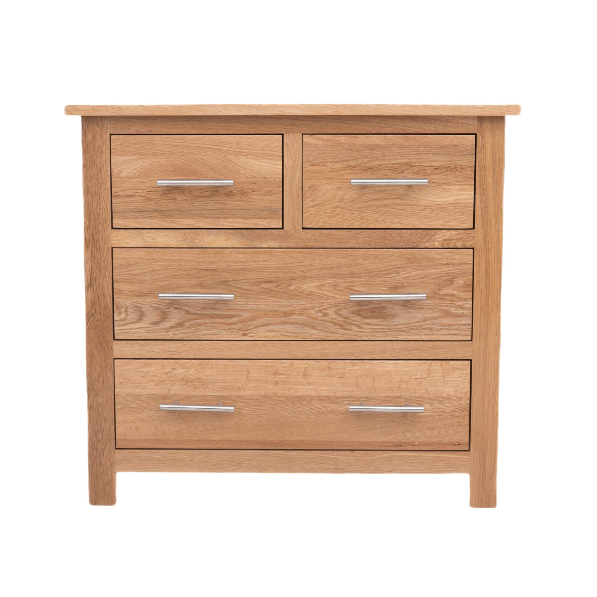 Jolof Store Oak Bedside Cabinet – Fully Assembled 4 Drawer Nightstand