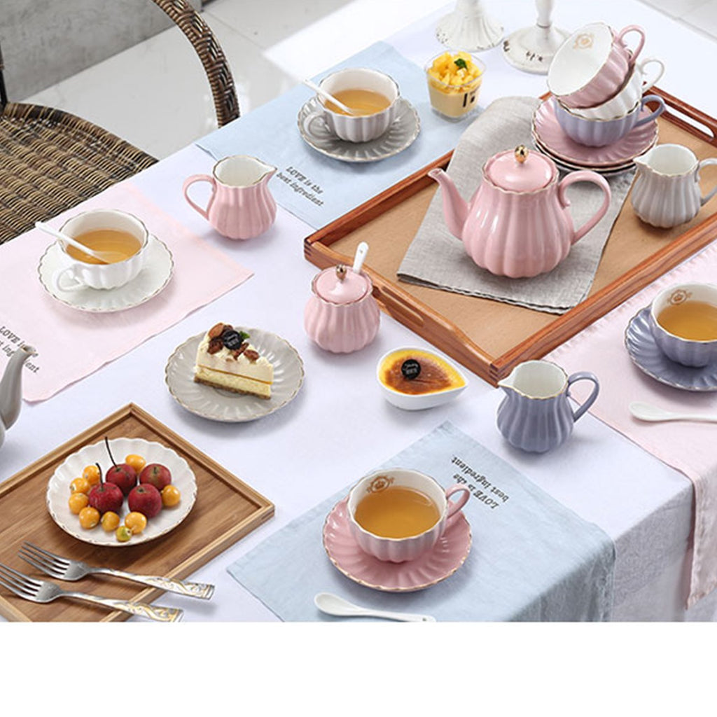 Sweejar Home Royal Porcelain Tea Set - 21-Piece Ceramic Service, White