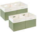 SOCOHOME Fabric Cube Storage Boxes,30x30x30cm Foldable Storage Baskets for Shelf Nursery ClosetGreen/White, Set of 4