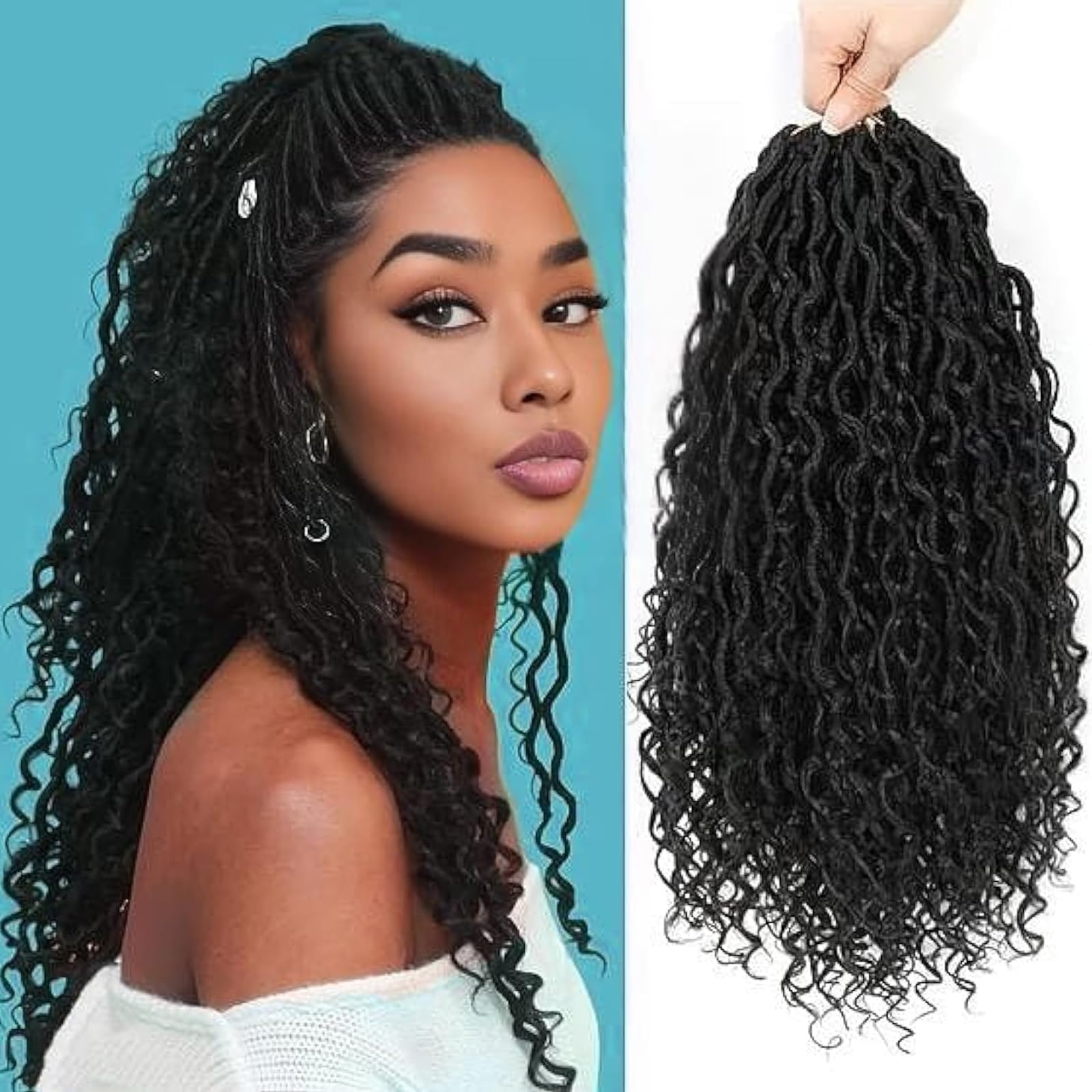 Jolof Store 18 Inch Goddess Locs Crochet Hair – 8 Packs Boho Faux Locs