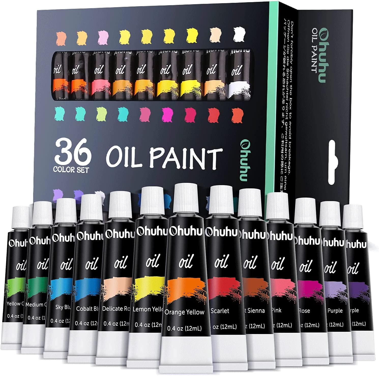 Ohuhu Oil Paint Set - 36 Vibrant Colours x 12ml Tubes for Artists