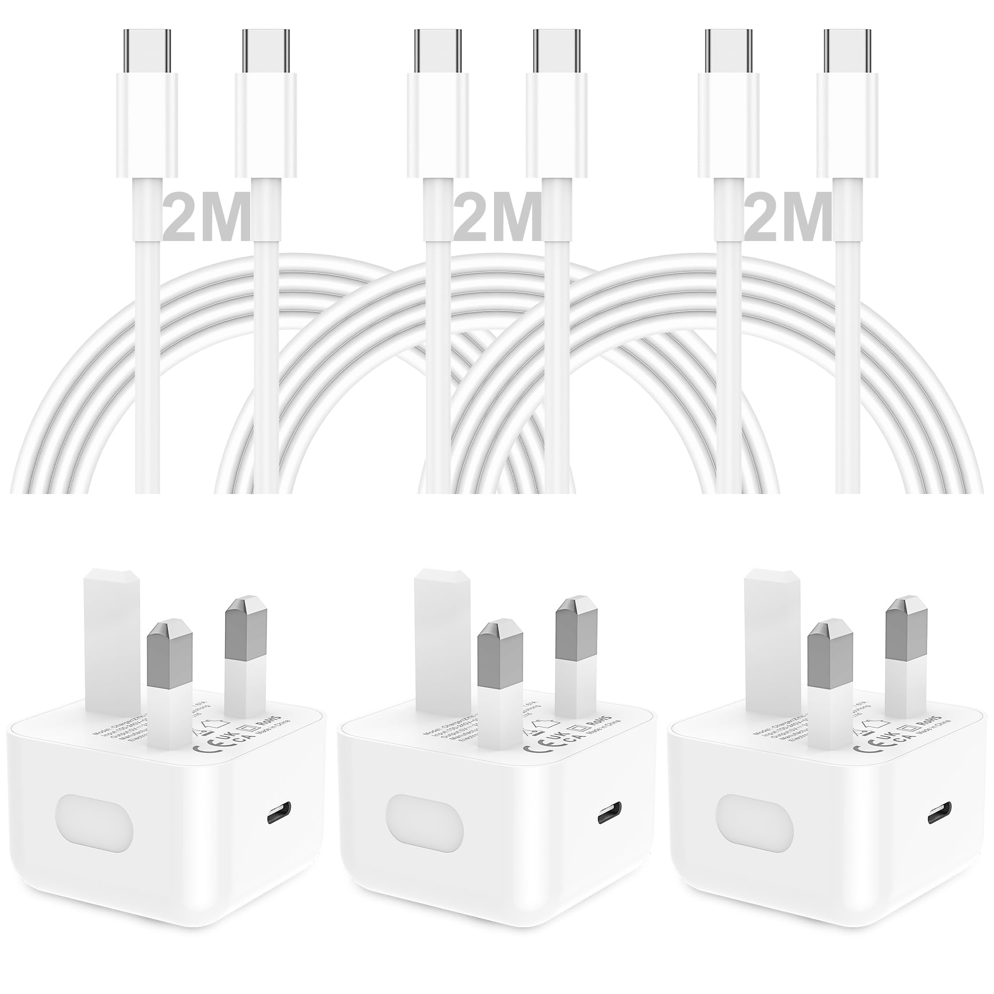 Jolof Store 20W USB C Fast Charger with 2M Cable for iPhone 16/15 – 3 Pack