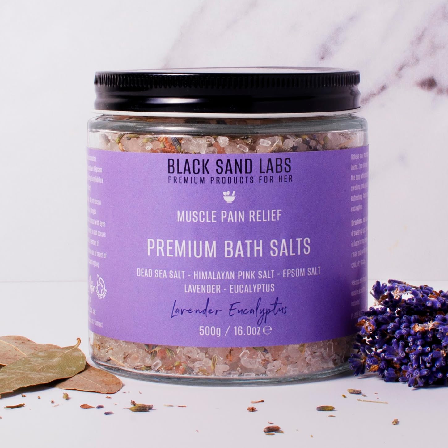 Black Sand Labs Lavender Eucalyptus Bath Salts - Dead Sea & Epsom Blend
