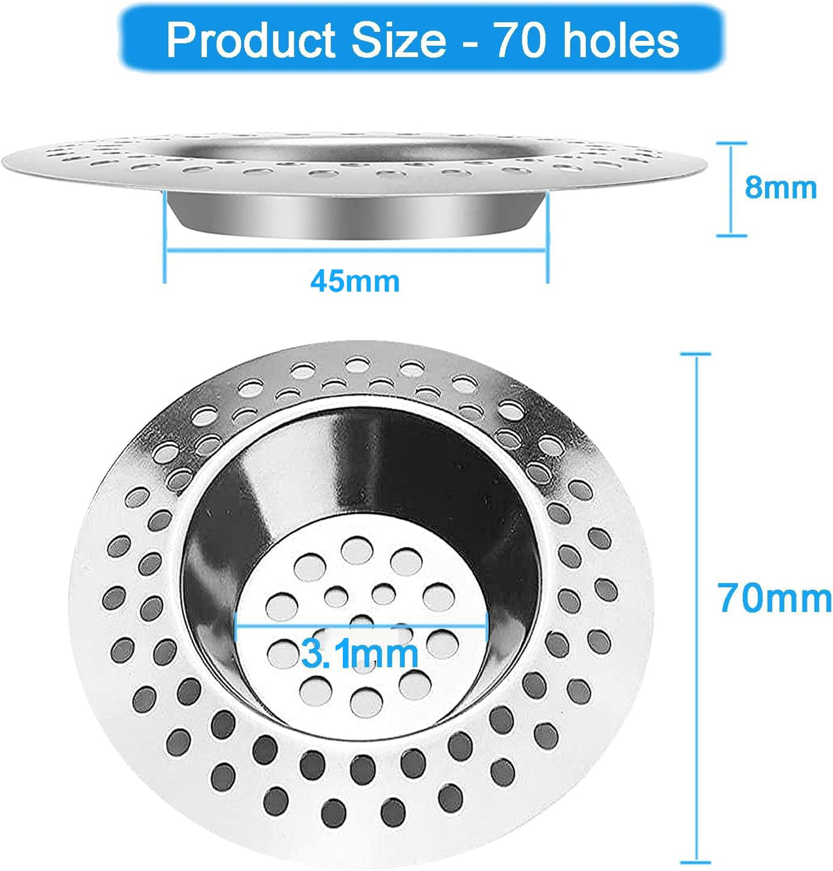 Tomario Stainless Steel Kitchen Sink Strainer Plug, Standard Strainer Drain Protector Hair/Food Catcher for Bathroom, Kitchen, Shower - image 2