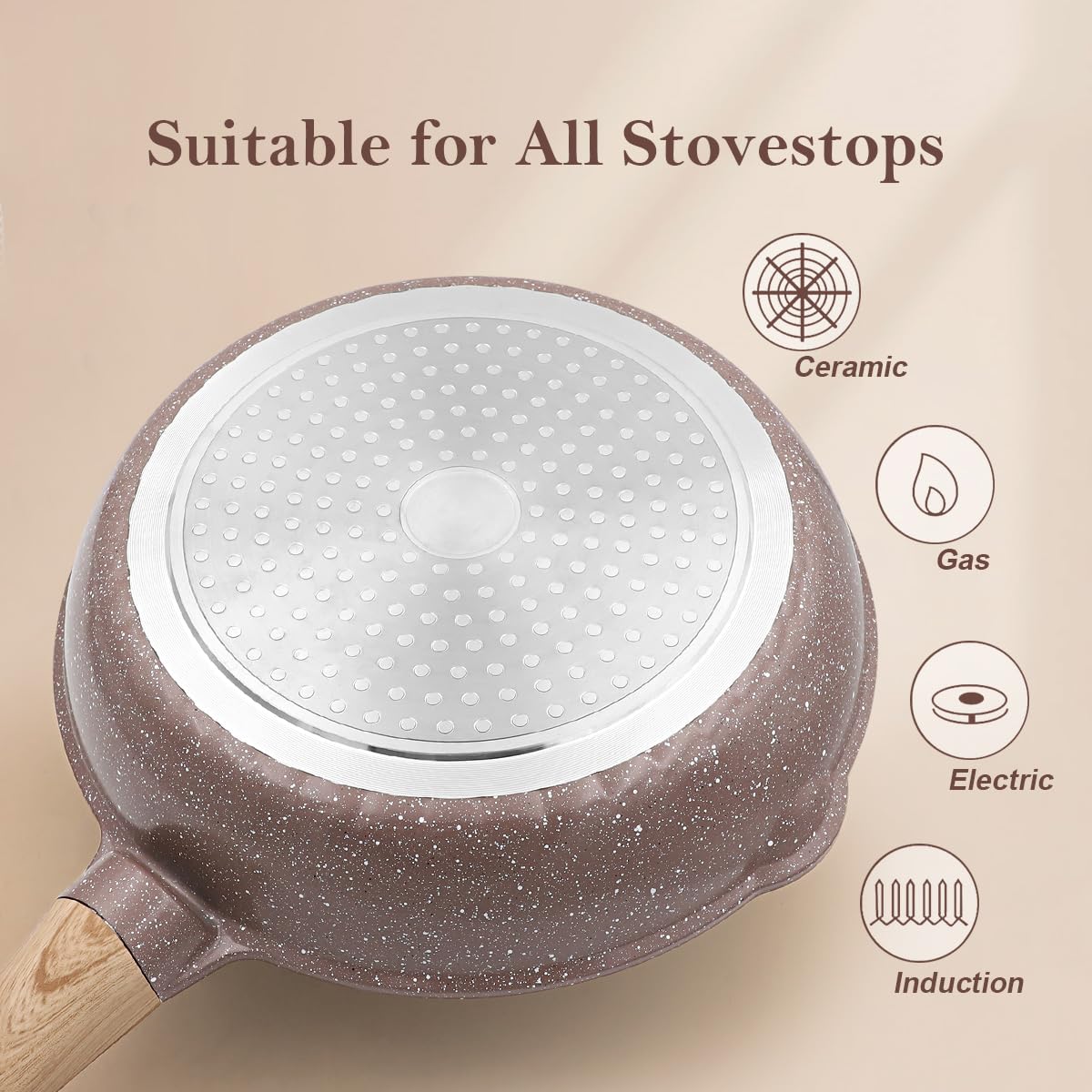 AIKENBBKK Ceramic Nonstick Frying Pan Set with Detachable Handle | 2-Piece