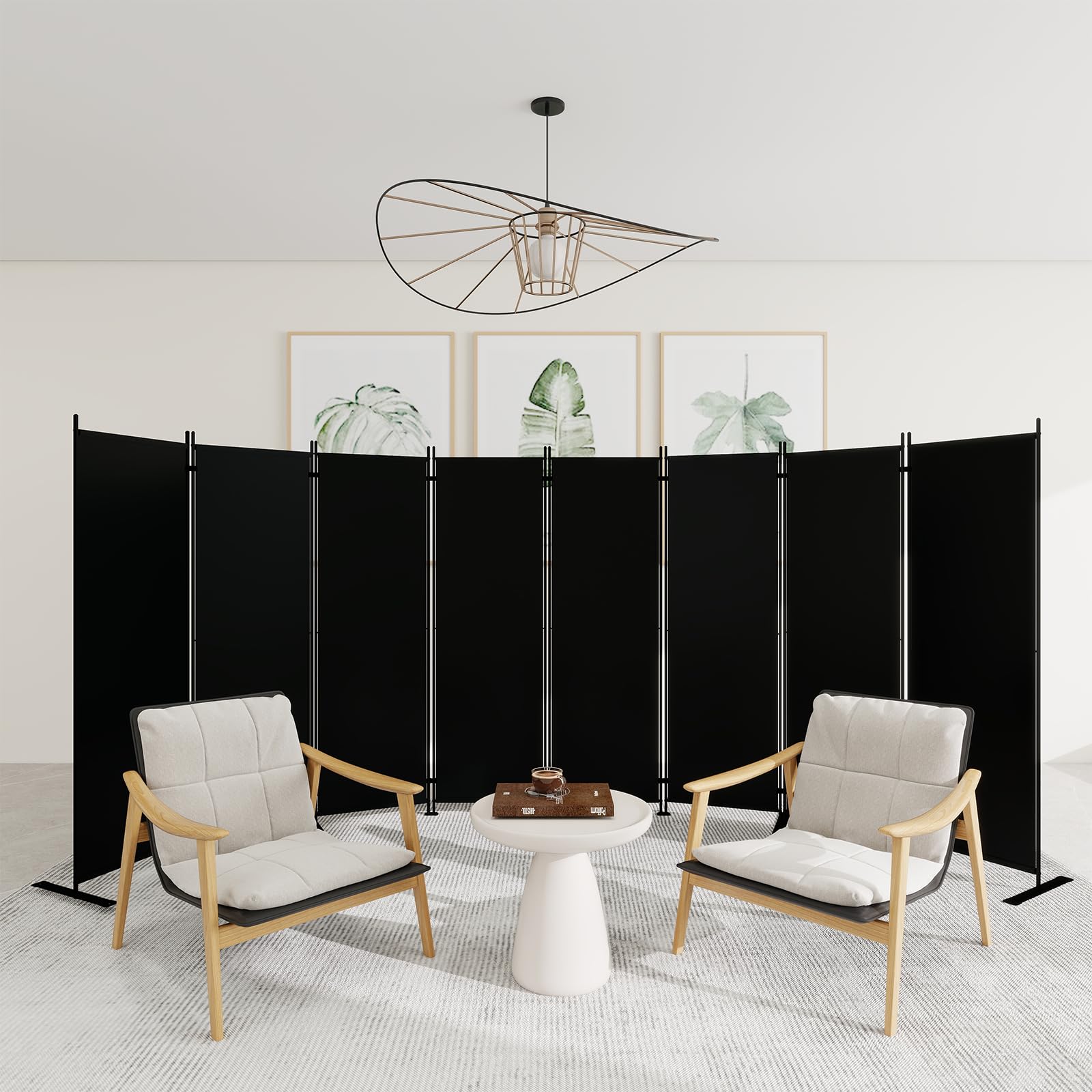 T&Jero 8-Panel Folding Room Divider | 6ft Tall Portable Privacy Screen, Black