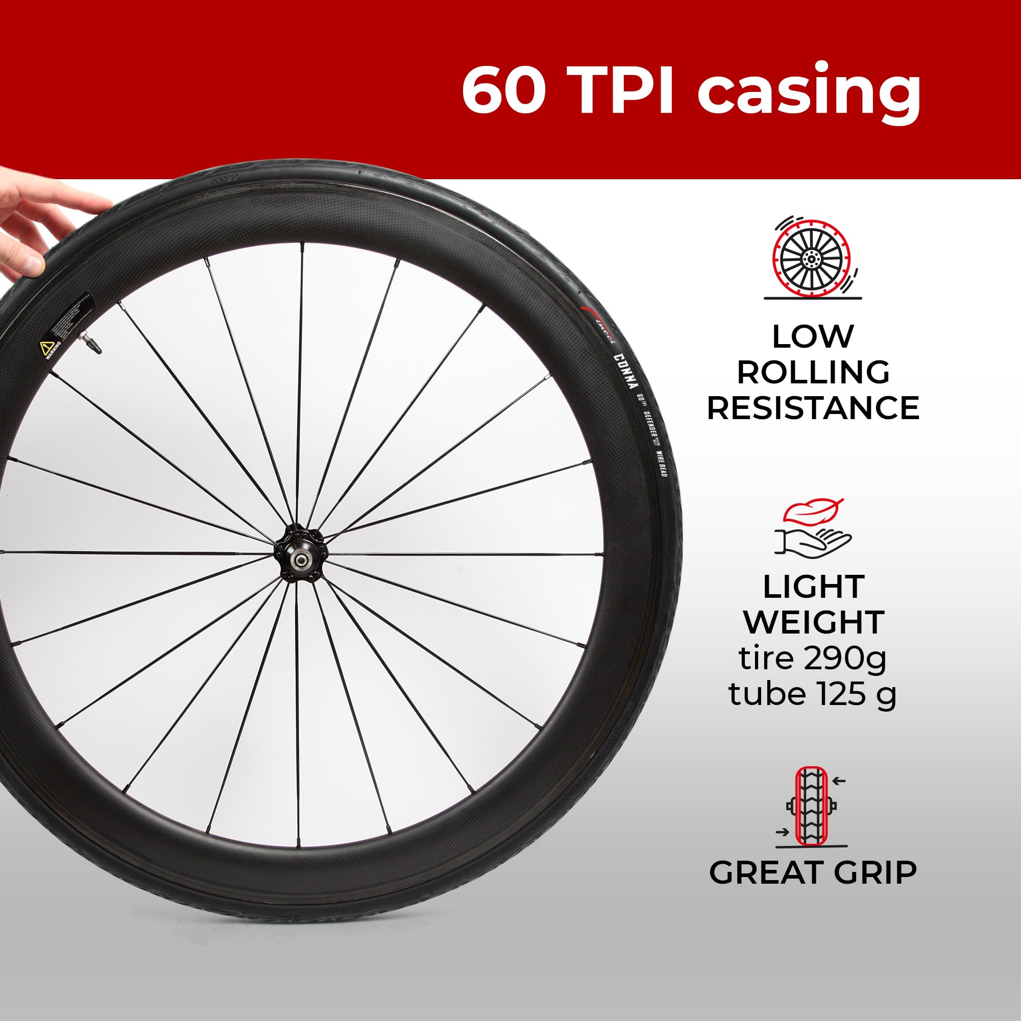 Fincci 700x23c Road Bike Tyres Set | Slick Foldable Tires & Inner Tubes