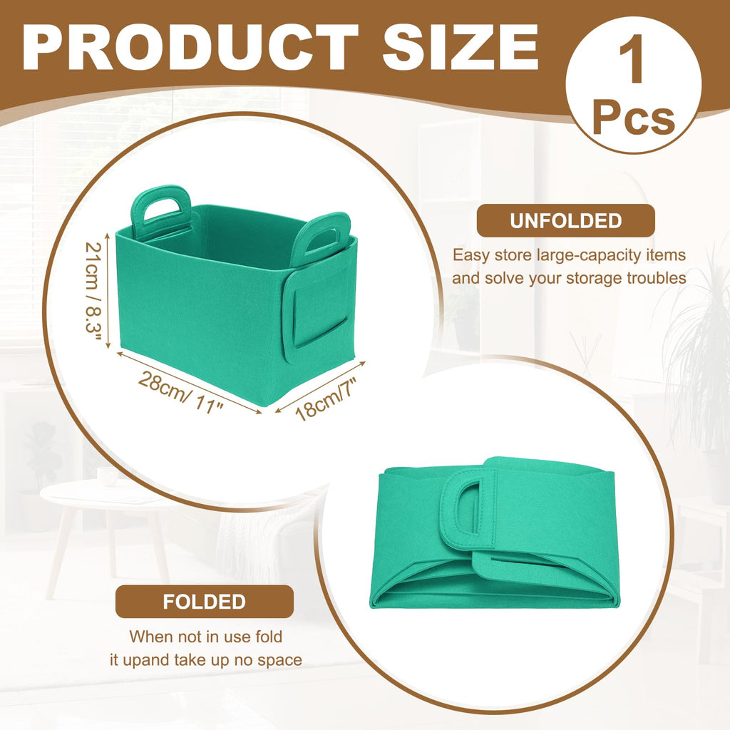 sourcing map Felt Storage Bin, 28 x 18 x 15cm Foldable Organizer Basket with Handles - image 2