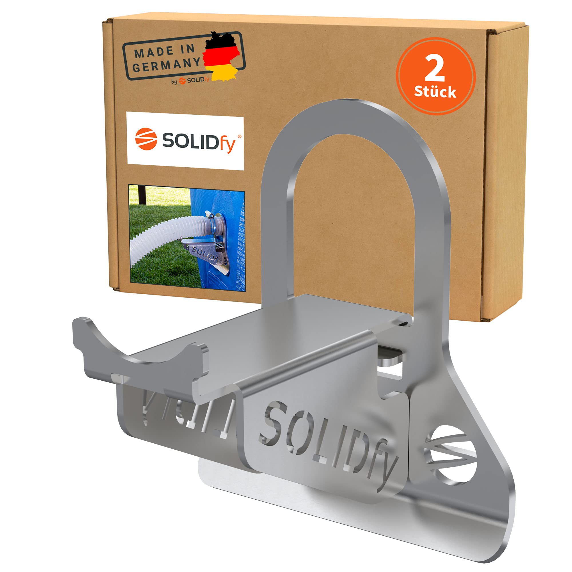 SOLIDfy Pool Hose Holder - 2 Pack Stainless Steel Kink Protection 26-38mm