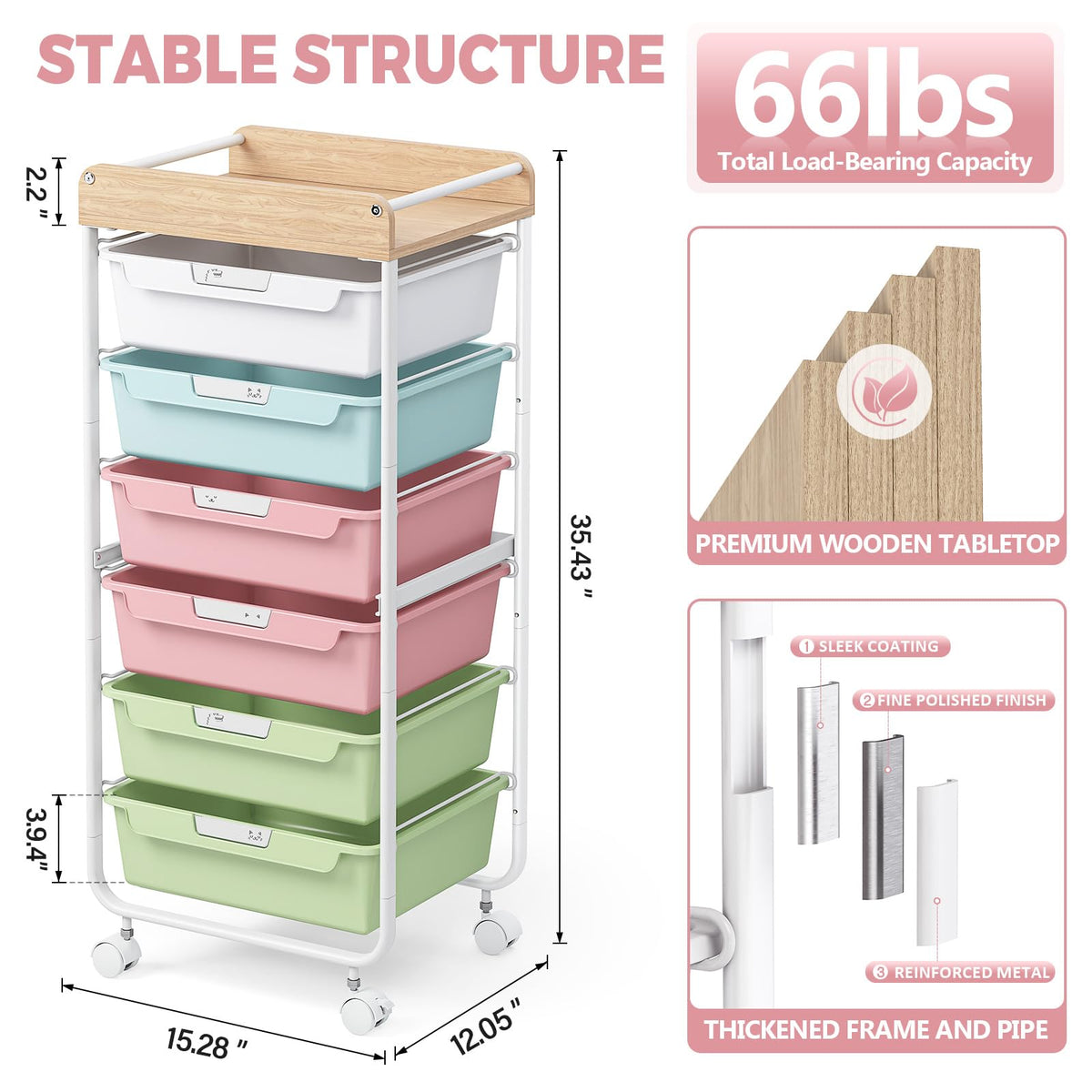 SYKIARIOL 6-Drawer Storage Cart - image 2
