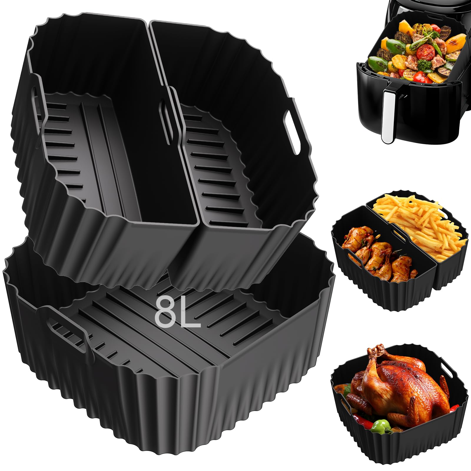 Jolof Store Silicone Air Fryer Liners for Russell Hobbs XXL 8L - 3PCS