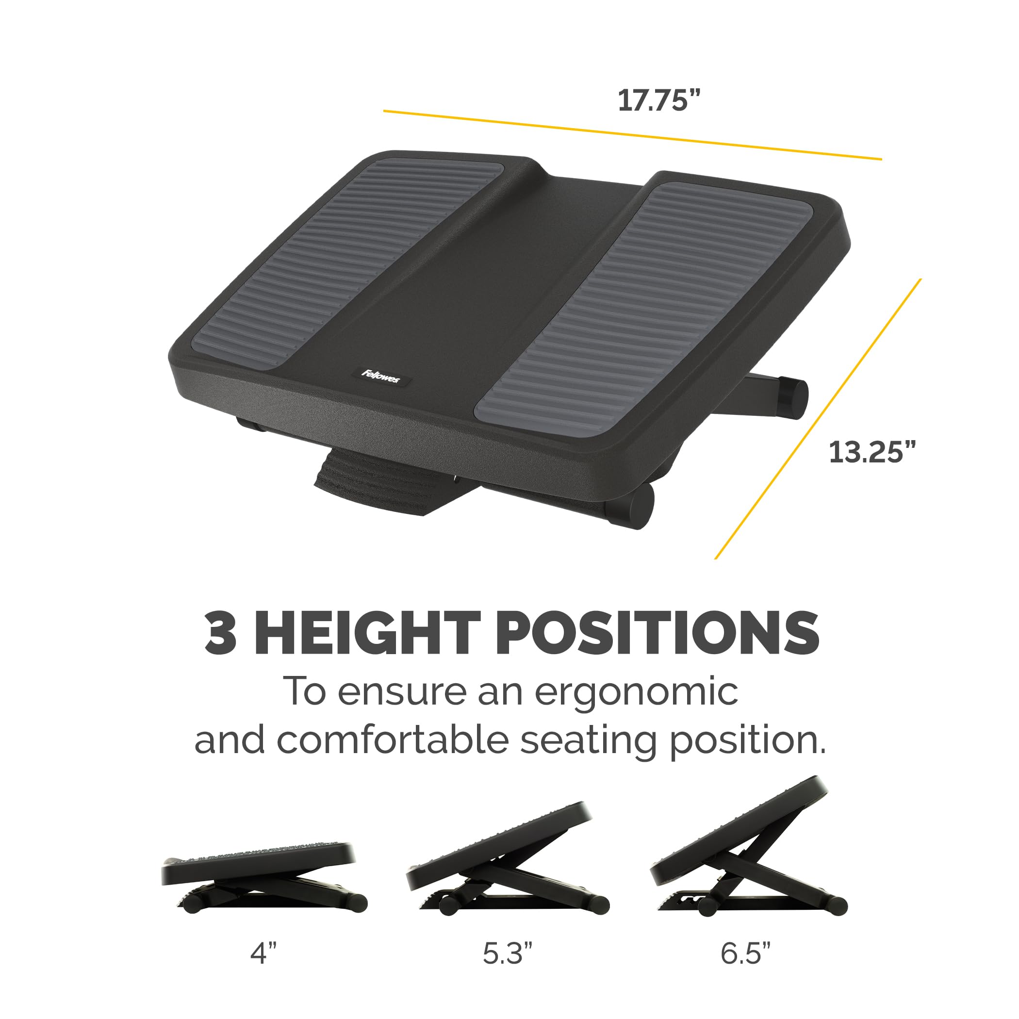 Fellowes Professional Series Ergonomic Foot Rest | Adjustable Massage