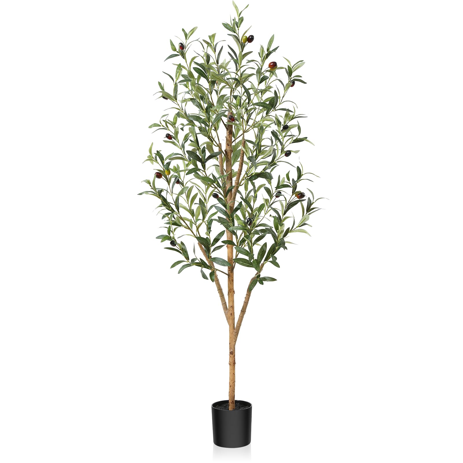 Fopamtri Artificial Olive Tree | 120cm Faux Silk Plant with Wood Trunk