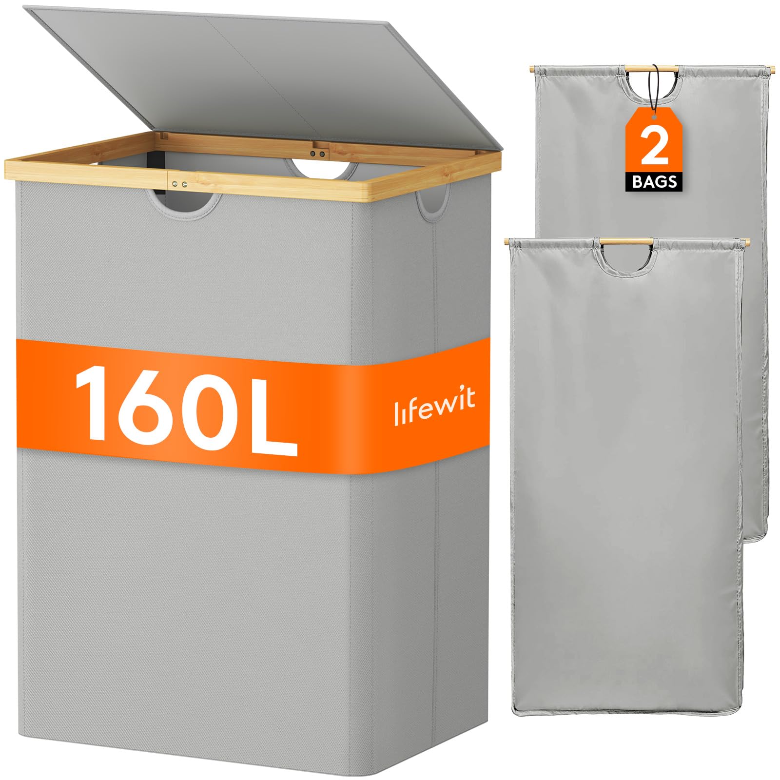 Lifewit 160L Double Laundry Hamper | Extra Large Bamboo Sorting Basket
