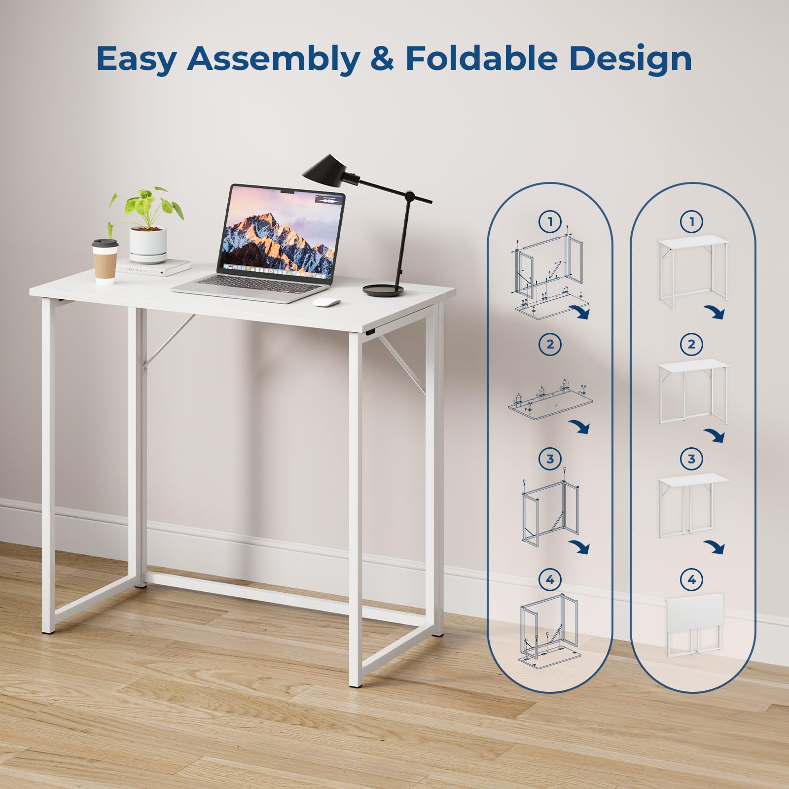 Dripex Folding Computer Desk – Portable Small Writing Table for Home Office