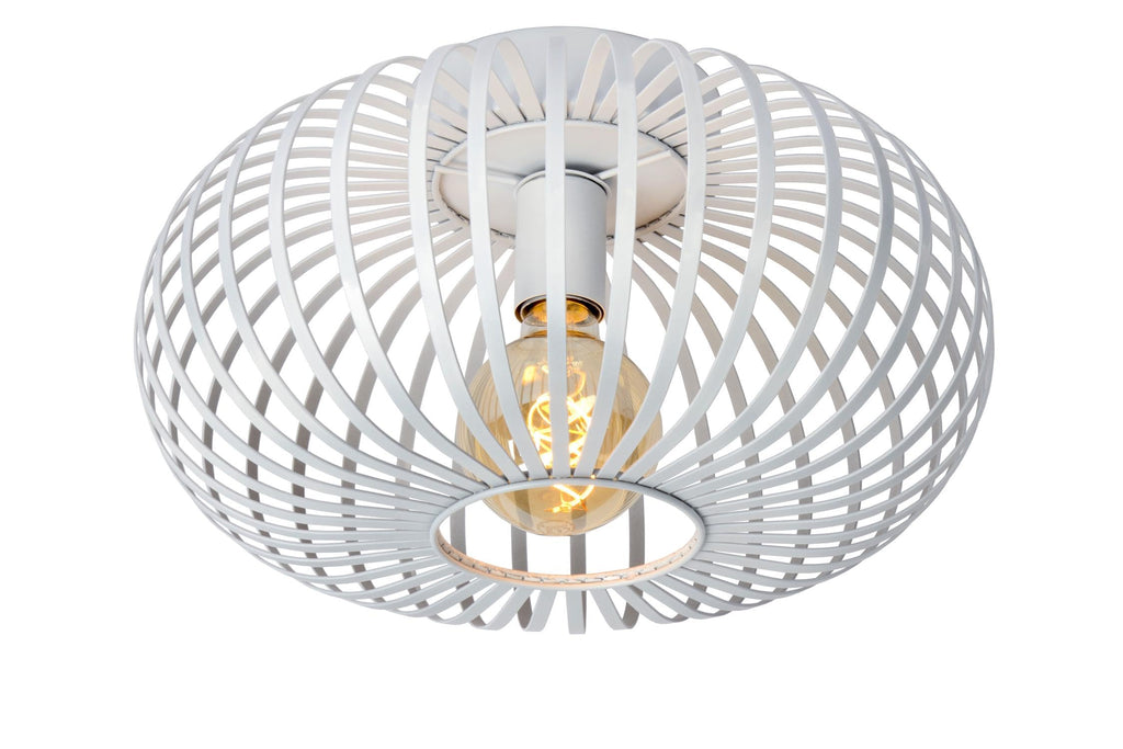 Lucide Manuela Flush Ceiling Light – 40cm White Metal Dimmable Lamp