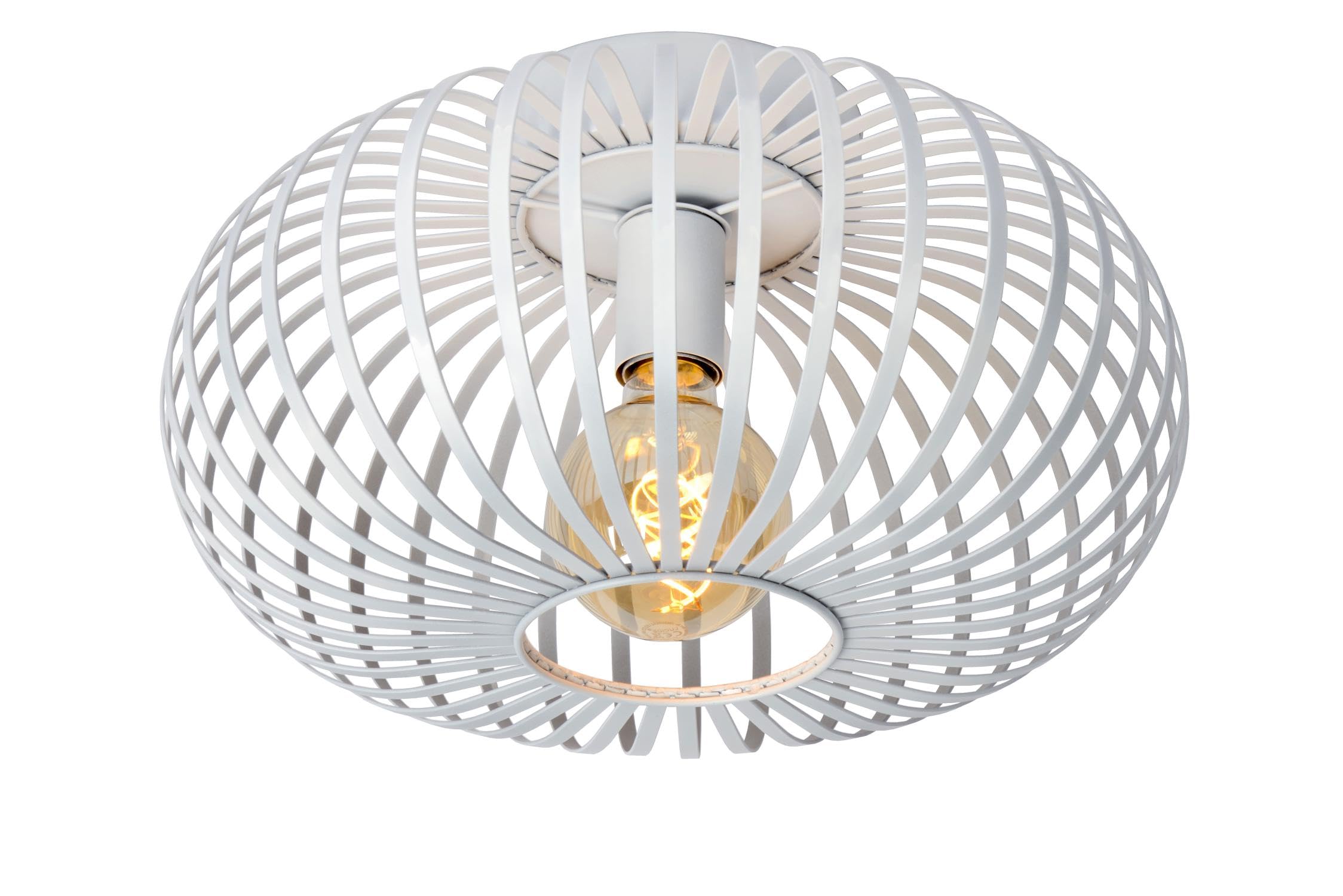 Lucide Manuela Flush Ceiling Light – 40cm White Metal Dimmable Lamp