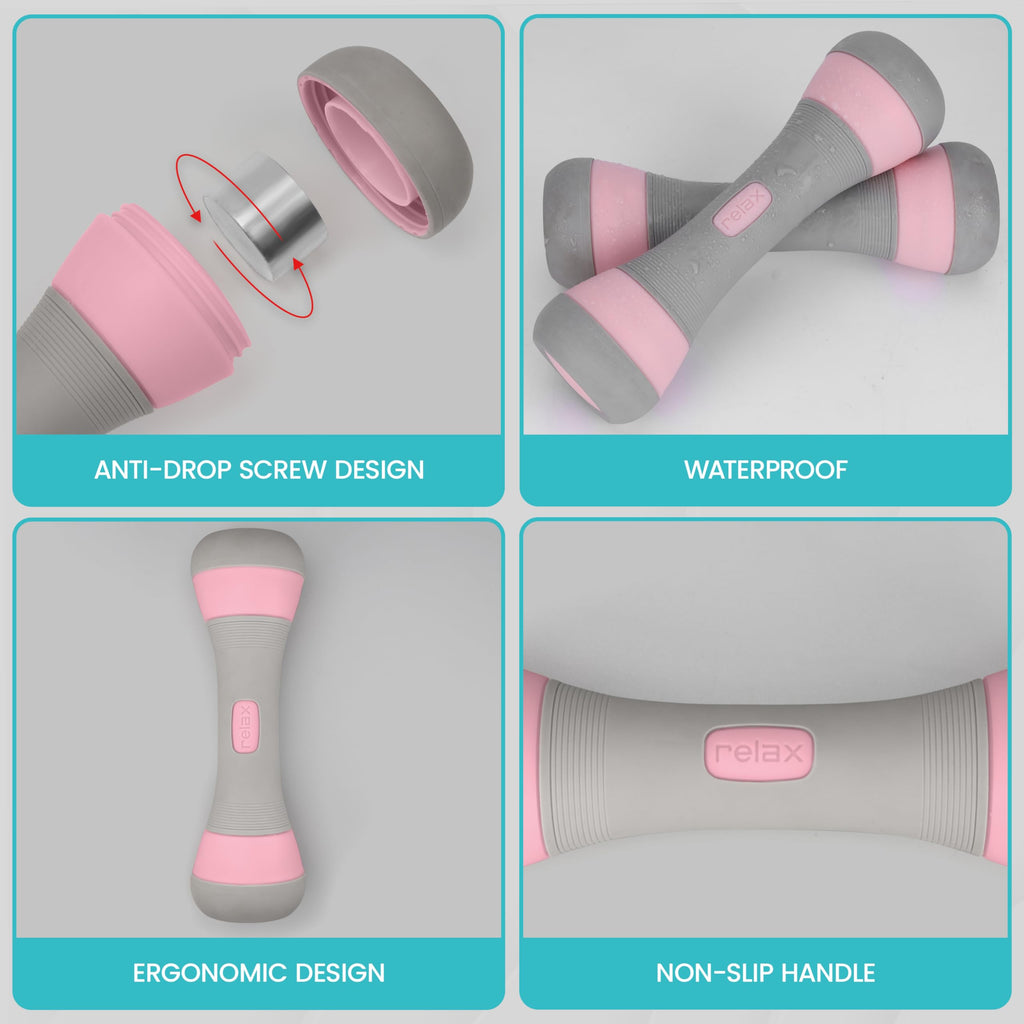 Belle Vous Adjustable Dumbbells 2 Pack | 1-2kg Non-Slip 3-in-1 Weight Set