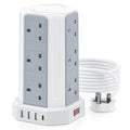 Aodeng 12 Way Tower Extension Lead – 4 USB Surge Protector, 3M Cable