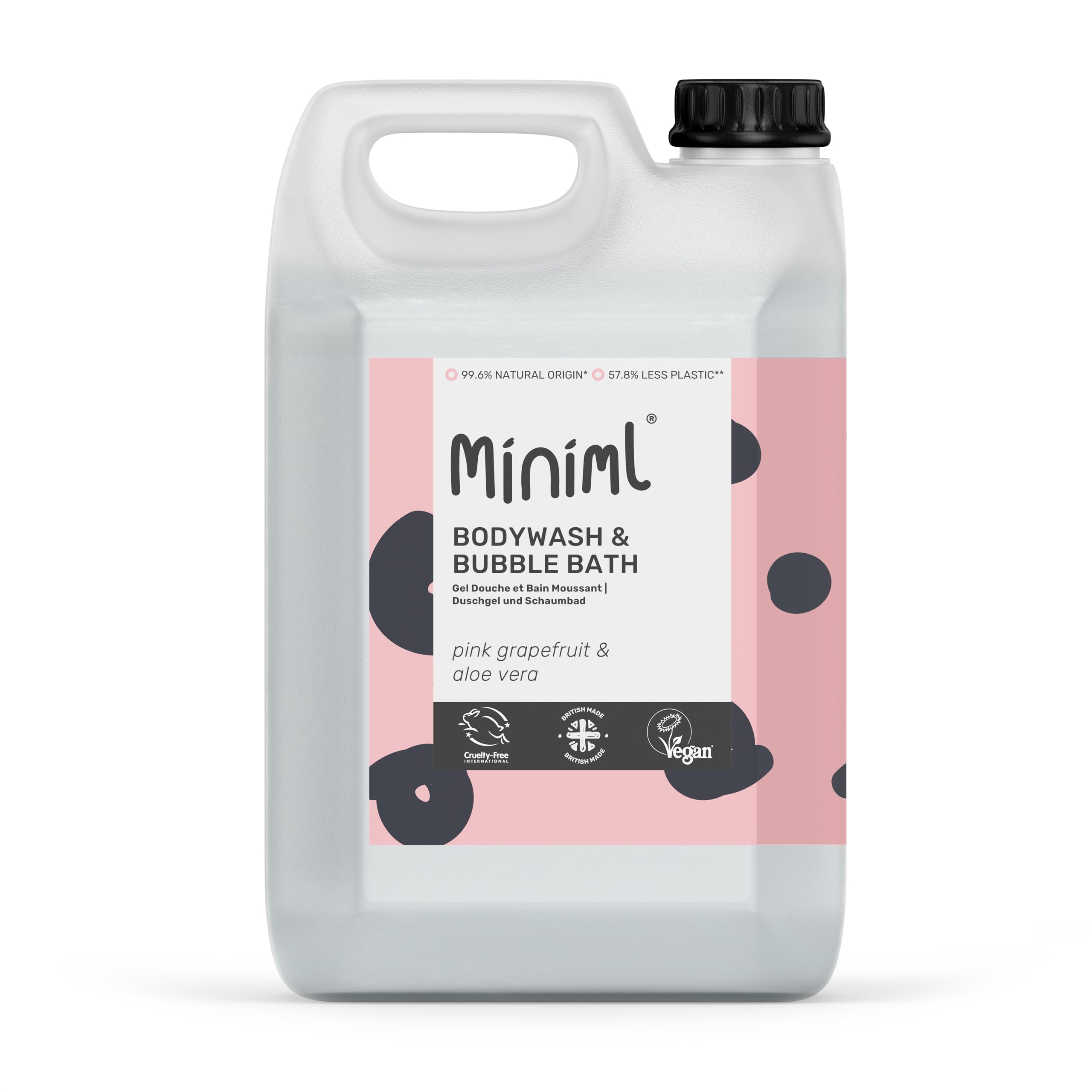 Miniml Pink Grapefruit & Aloe Vera Body Wash - 5L Eco Refill & Bubble Bath