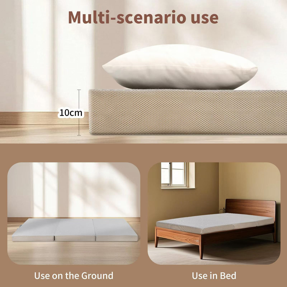 Gwydre Tri-fold 190 * 75 * 10cm Small Single Memory Foam Mattress