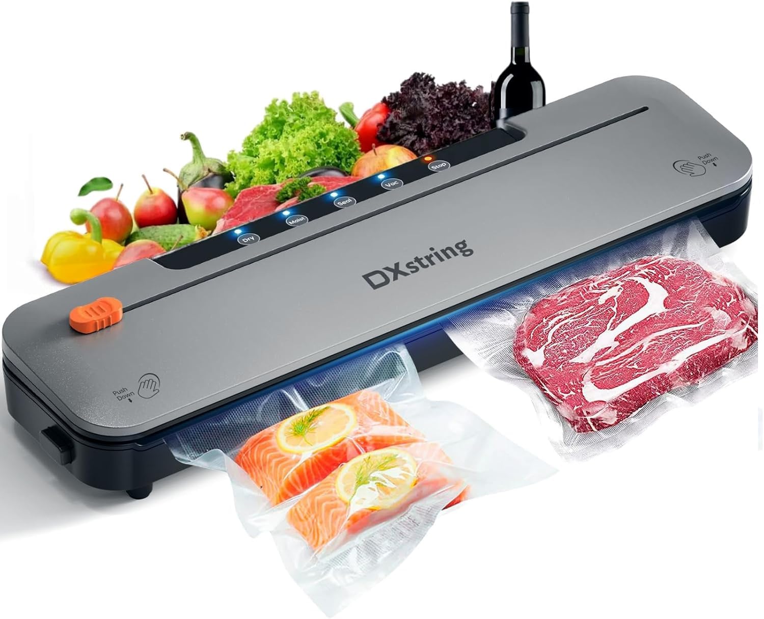 DXstring Vacuum Sealer Machine for Dry & Moist Food with Built-in Cutter