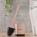 Waretary Silicone Toilet Brush and Holder Set – Gold Wall Mounted