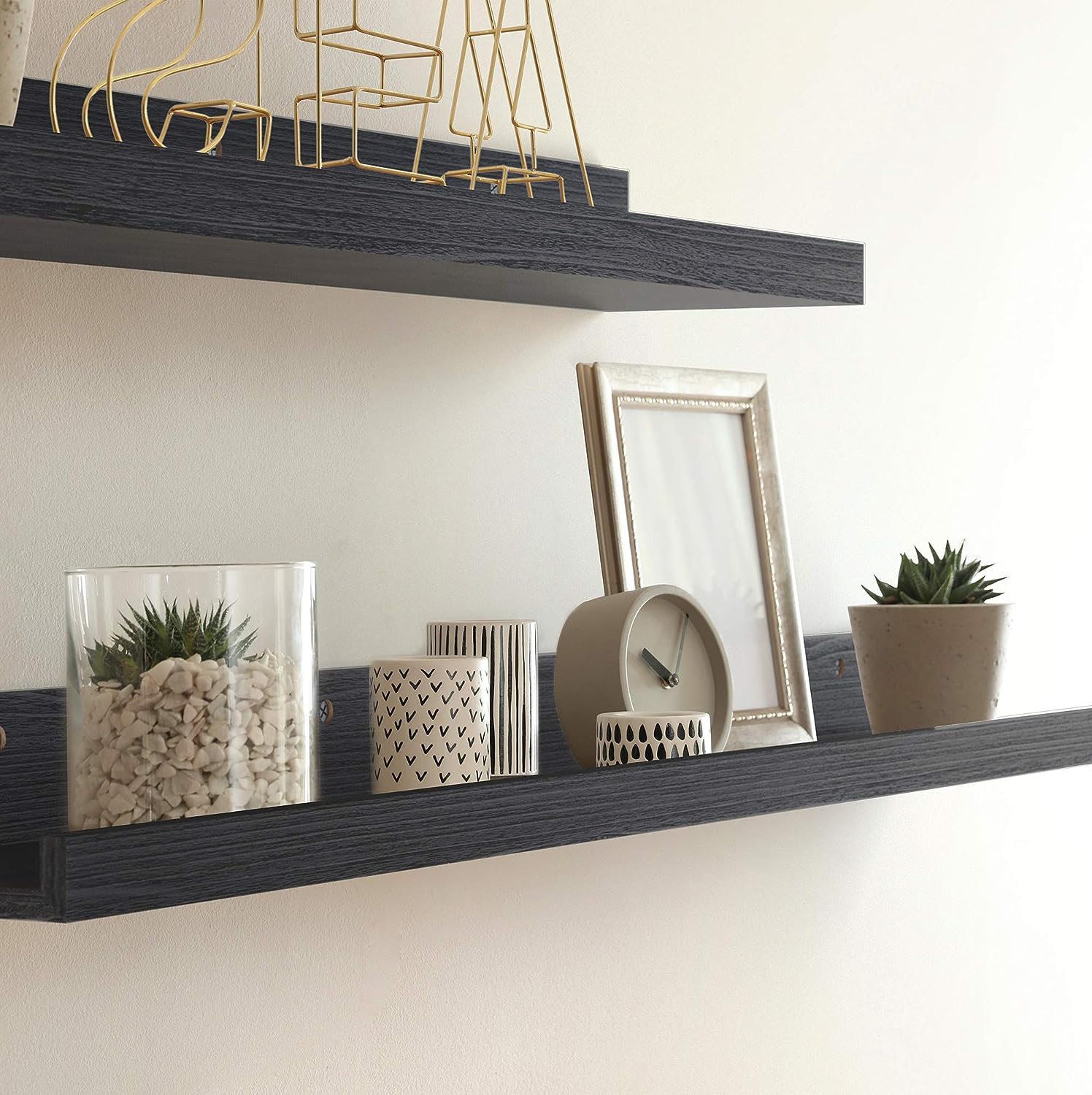 Icona Bay 36" Floating Shelves - Set of 3 Modern Rustic Ebony Black