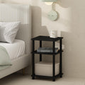 Furinno JUST 3-Tier Nightstand Set of 2 | Toolless Bedside Tables, Americano