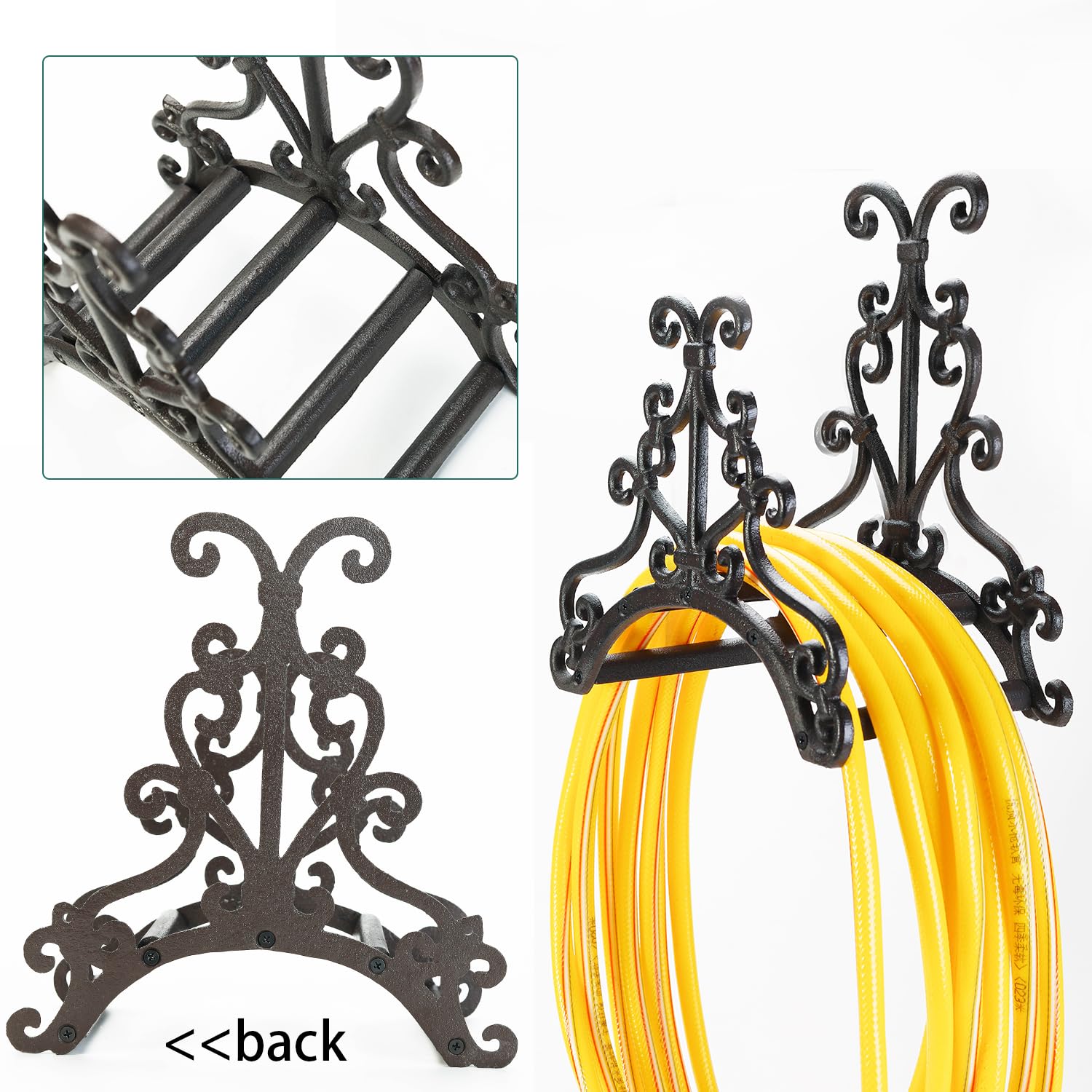 Sungmor Cast Iron Garden Hose Holder – Wall Mounted Vintage Metal Rack