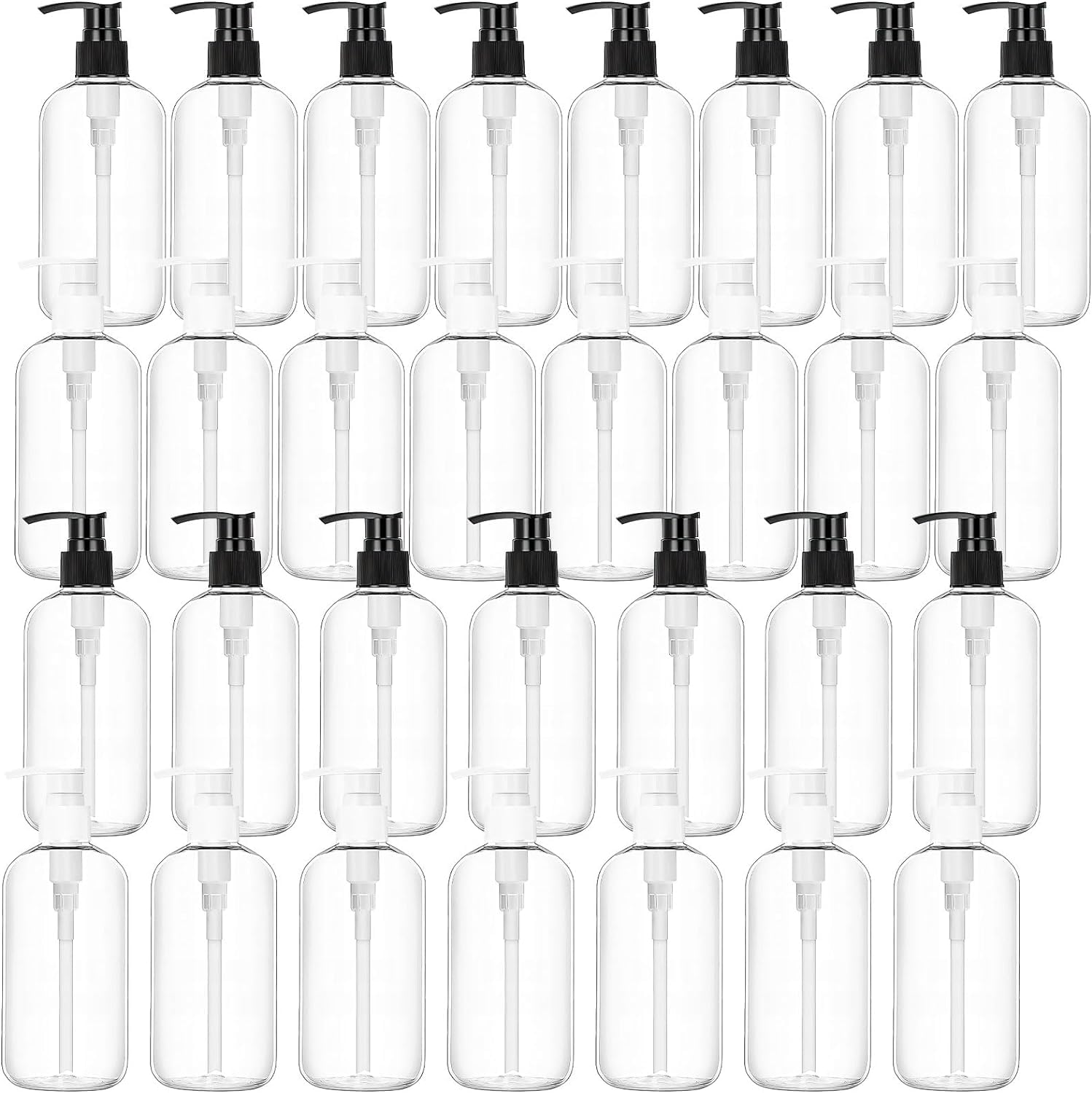 MSYU 30 Pack Clear PET Refillable Pump Bottles | 230ml Lotion Containers