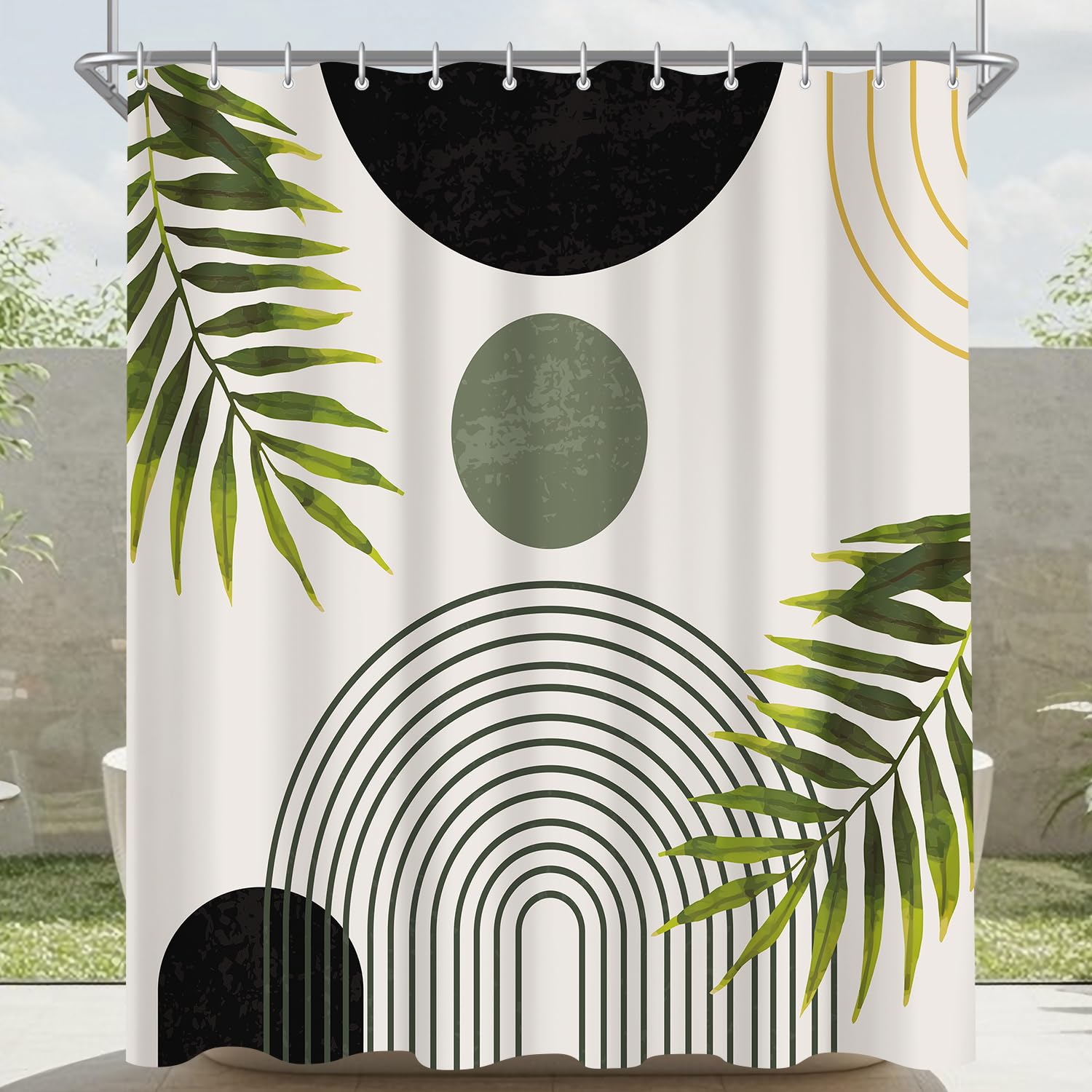 Jolof Store Shower Curtain | Black Leaves Line | Anti-Mould Polyester