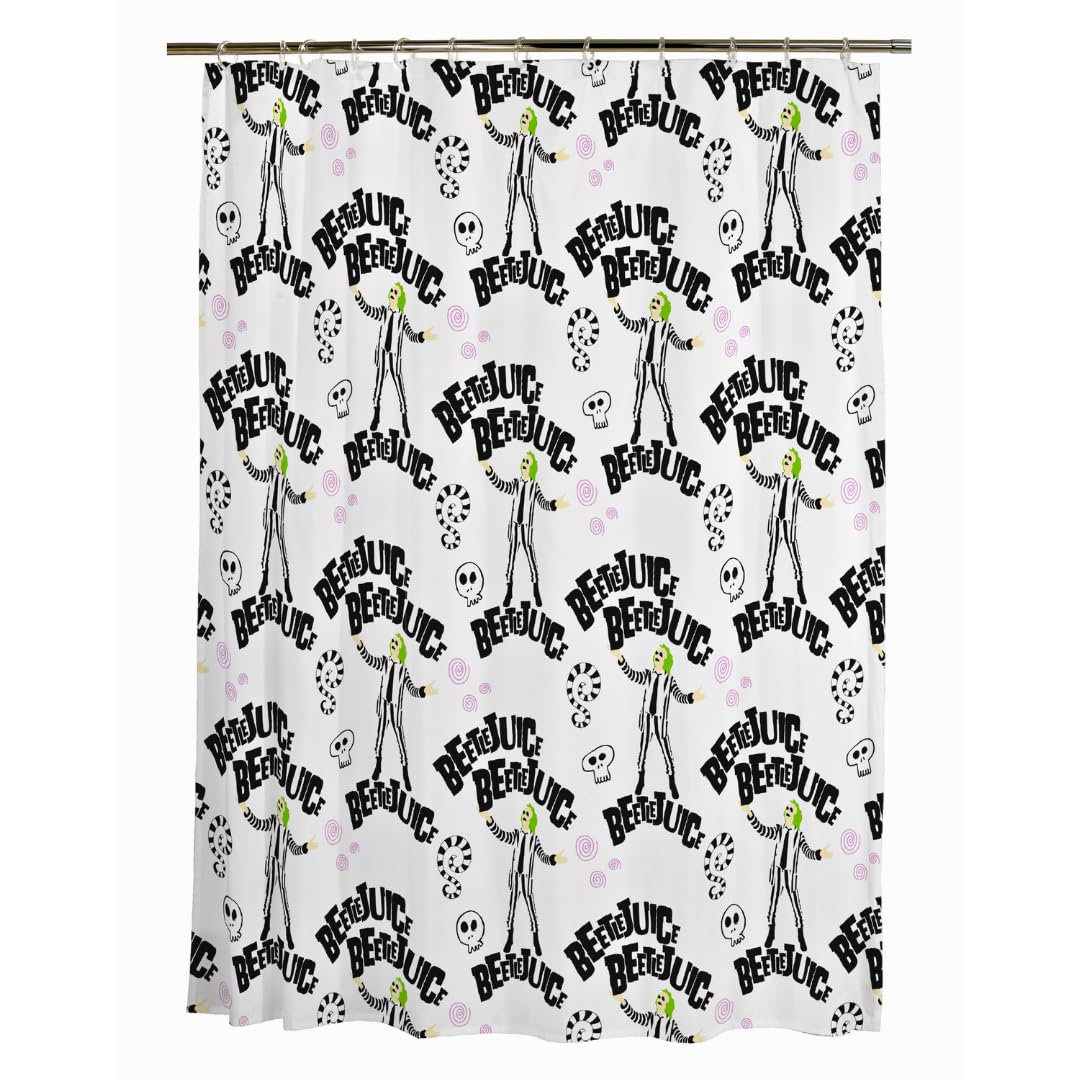 Franco Beetlejuice Microfiber Shower Curtain | 70x72 Spooky Bathroom Decor